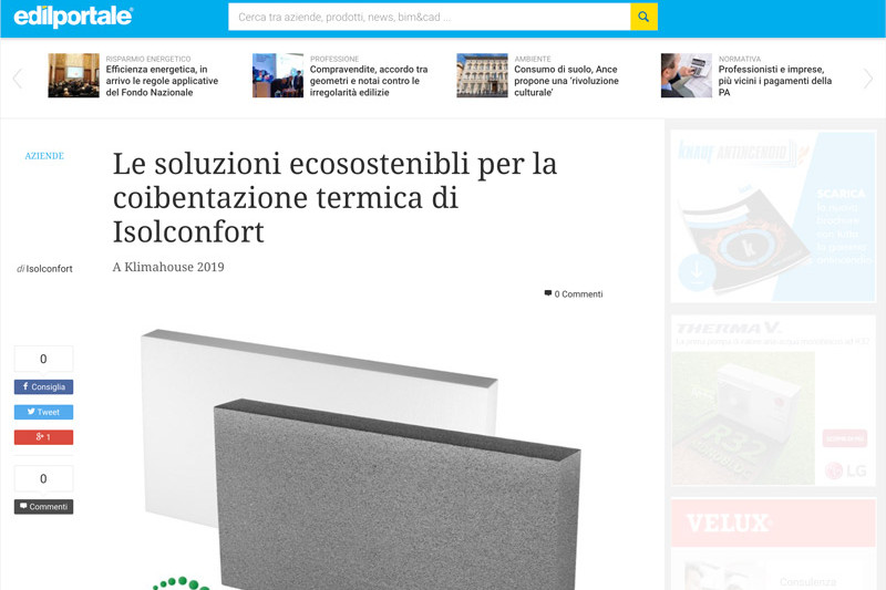 rassegna stampa edilportale soluzioni per la coibentazione termica isolconfort